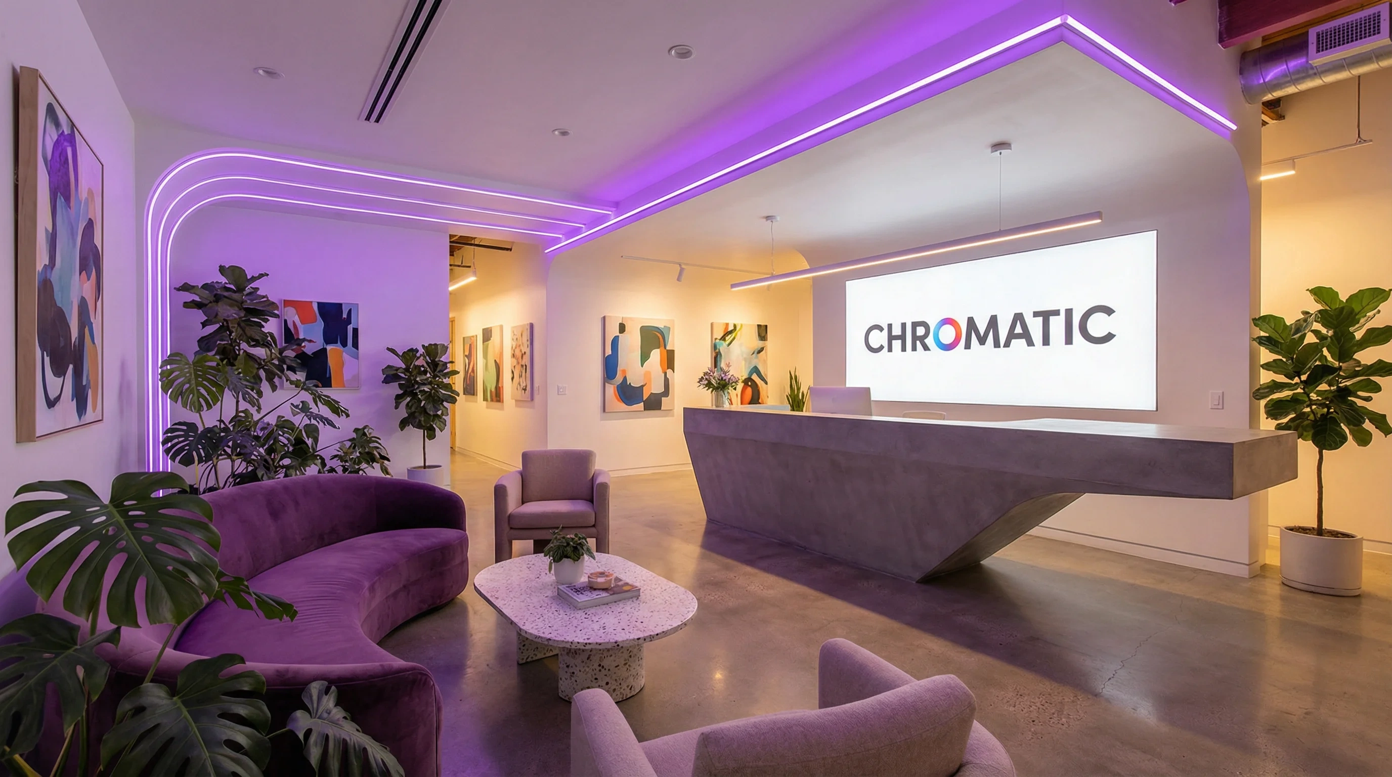 后入视频现代化办公空间和接待区